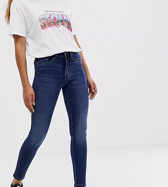 Only Petite Royal – Blaue Skinny-Jeans mit hohem Bund günstig online kaufen