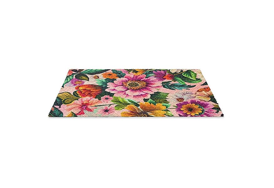 MuchoWow Fußmatte Blumen - Bunt - Rosa, Rechteckig, innen Schmutzfangmatte, günstig online kaufen