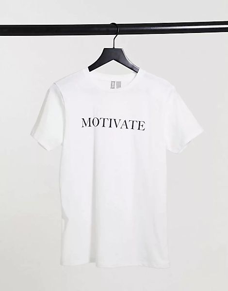 ASOS DESIGN – T-Shirt in Weiß mit „Motivate"-Schriftzug günstig online kaufen