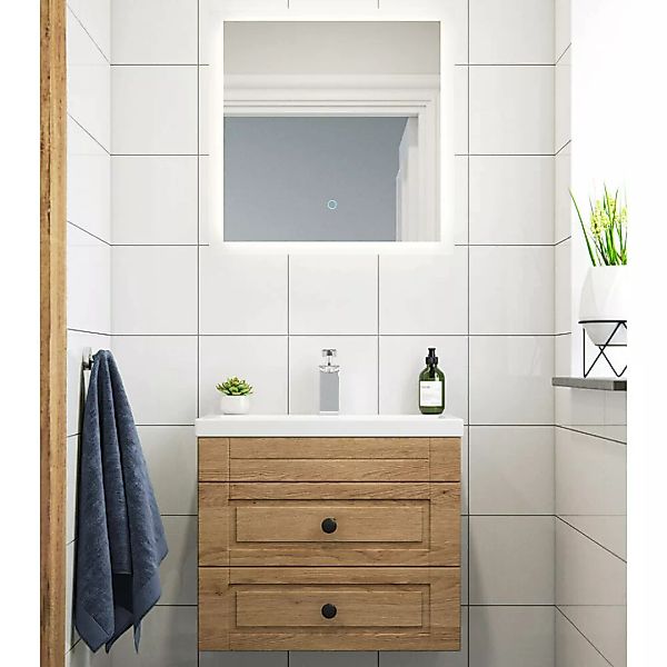 Badezimmer Waschplatz Eiche hell Nb. Landhausstil 60 cm breit COLOMA-02 mit günstig online kaufen
