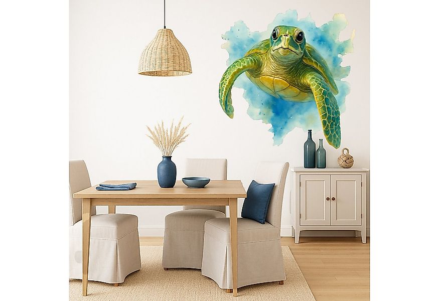 Sunnywall Wandtattoo Aufkleber Maritim Schildkröte im Wasser – Aquarellstil günstig online kaufen
