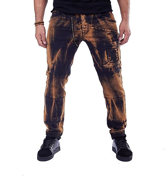 KINGZ Regular-fit-Jeans Designer Herren Jeans mit Stickereien günstig online kaufen