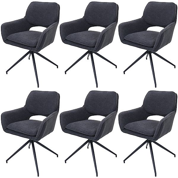 MCW Esszimmerstuhl N74 6er-Set Stoff Boucle 540g/m² Dunkelgrau günstig online kaufen