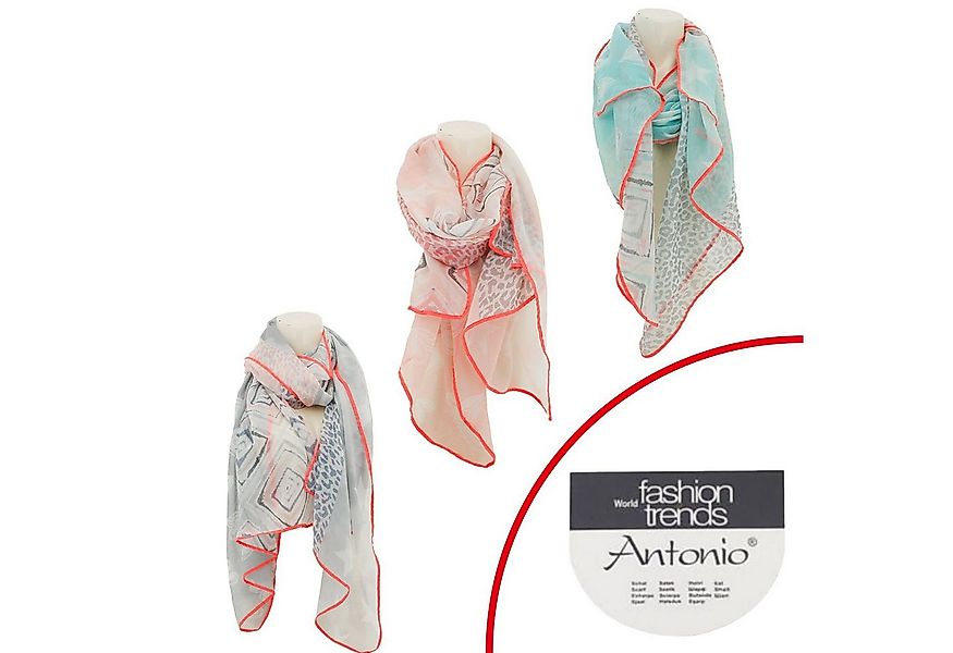 VewoTex Modeschal Damen Schal » Bunt mit Neon Rand » leichter Sommerschal 1 günstig online kaufen