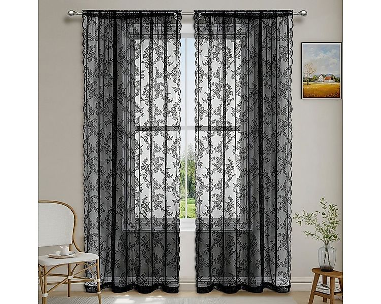 Kaket Vorhang Vintage Blumen Vorhänge, Spitzenvorhänge,halbtransparente Vor günstig online kaufen