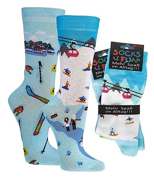 Socks 4 Fun Freizeitsocken Socks 4 Fun Motivsocken Wintersport Ski (2-Paar, günstig online kaufen