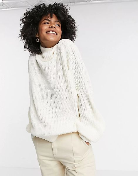 Noisy May – Gerippter Pullover in Weiß günstig online kaufen