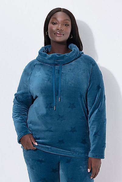 Ulla Popken Sweatjacke Homewear-Sweater Sternenstruktur Langarm günstig online kaufen