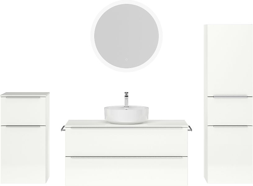 nobilia® Badmöbel-Set »Alvene«, (4 St., vormontiert, mit Soft-Close), Hochg günstig online kaufen