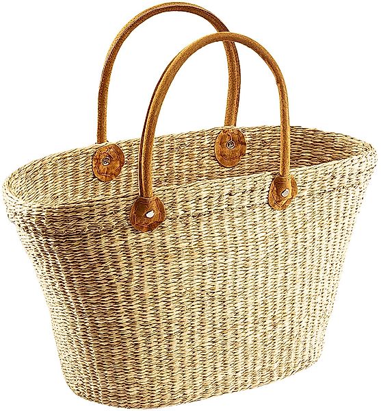 Kobolo Shopper Seegrastasche natur Ledergriffe günstig online kaufen