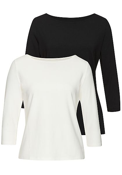 LASCANA 3/4-Arm-Shirt, (2er-Pack), aus elastischer Baumwoll-Modal-Qualität günstig online kaufen