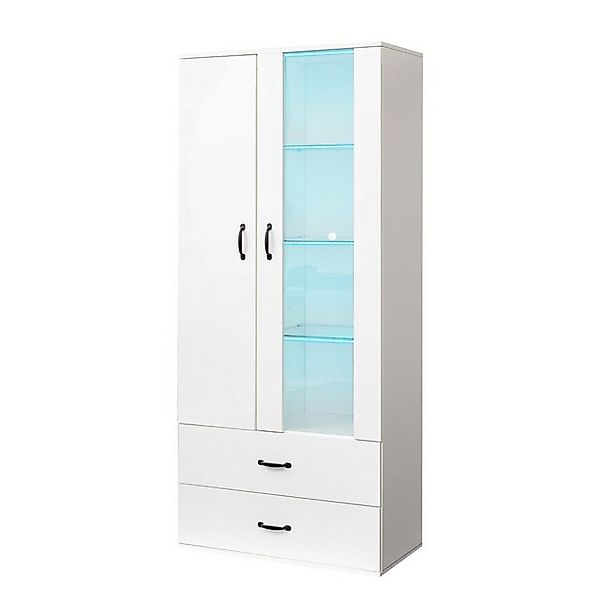 Merax Standvitrine mit LED-Beleuchtung, Hochglanz Front günstig online kaufen