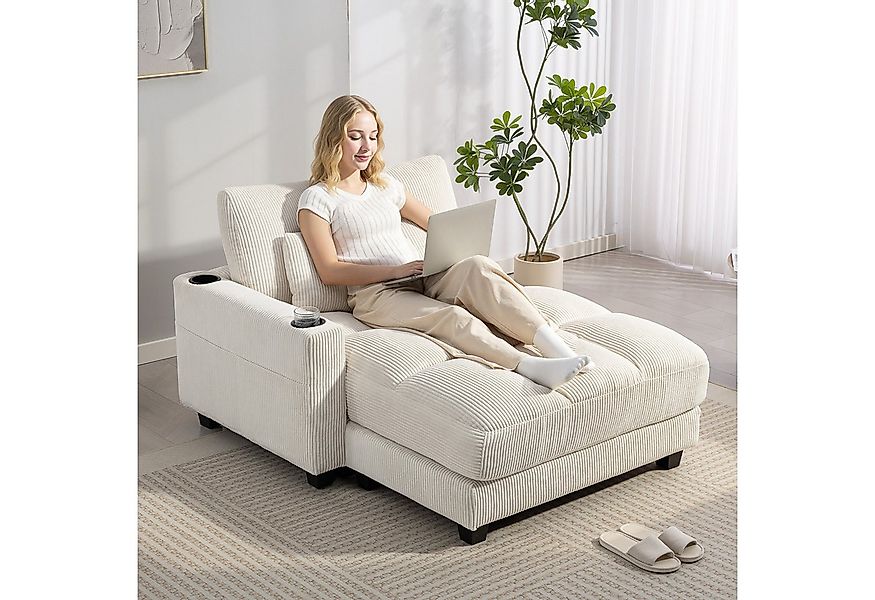 HOMCOM Schlafsofa mit Getränkehalter, Sofa mit Schlaffunktion 1 Teile, für günstig online kaufen