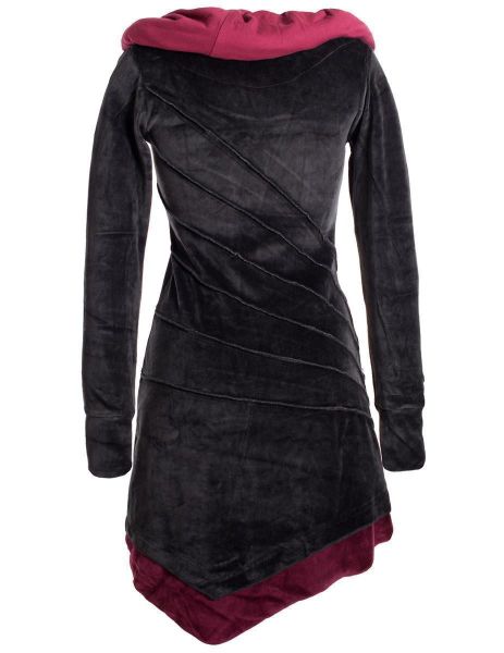 Vishes Zipfelkleid Asymmetrisches Patchwork Samtkleid Schalkragen günstig online kaufen