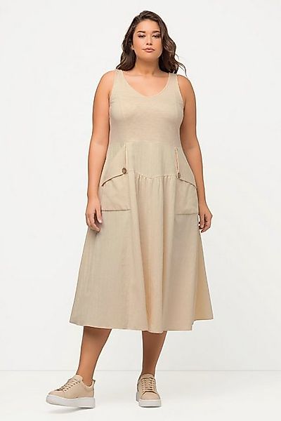 Ulla Popken Sommerkleid Midikleid V-Ausschnitt ärmellos Biobaumwolle günstig online kaufen