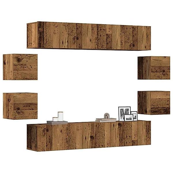 vidaXL Schrankmodule 8-tlg. TV-Schrank-Set Wandmontage Altholz-Optik Holzwe günstig online kaufen