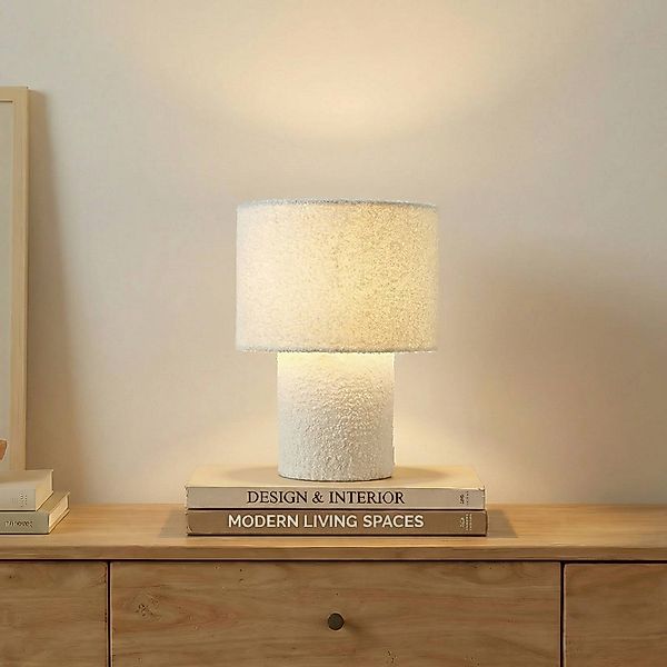 Lindby Tischleuchte Jone, weiß, Textil, 30 cm günstig online kaufen