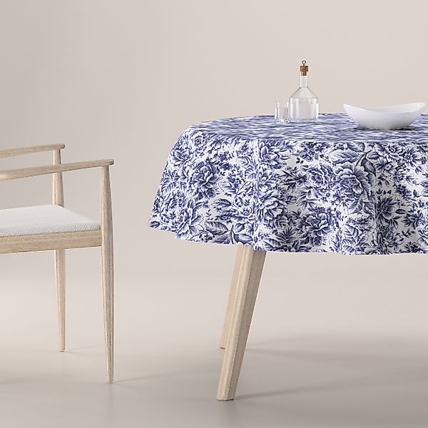 Runde Tischdecke, weiß-blau, Arte (144-04) günstig online kaufen
