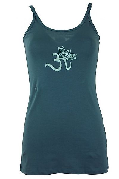 Guru-Shop T-Shirt Yoga-Top aus Bio-Baumwolle OM - taubenblau Festival, Ethn günstig online kaufen