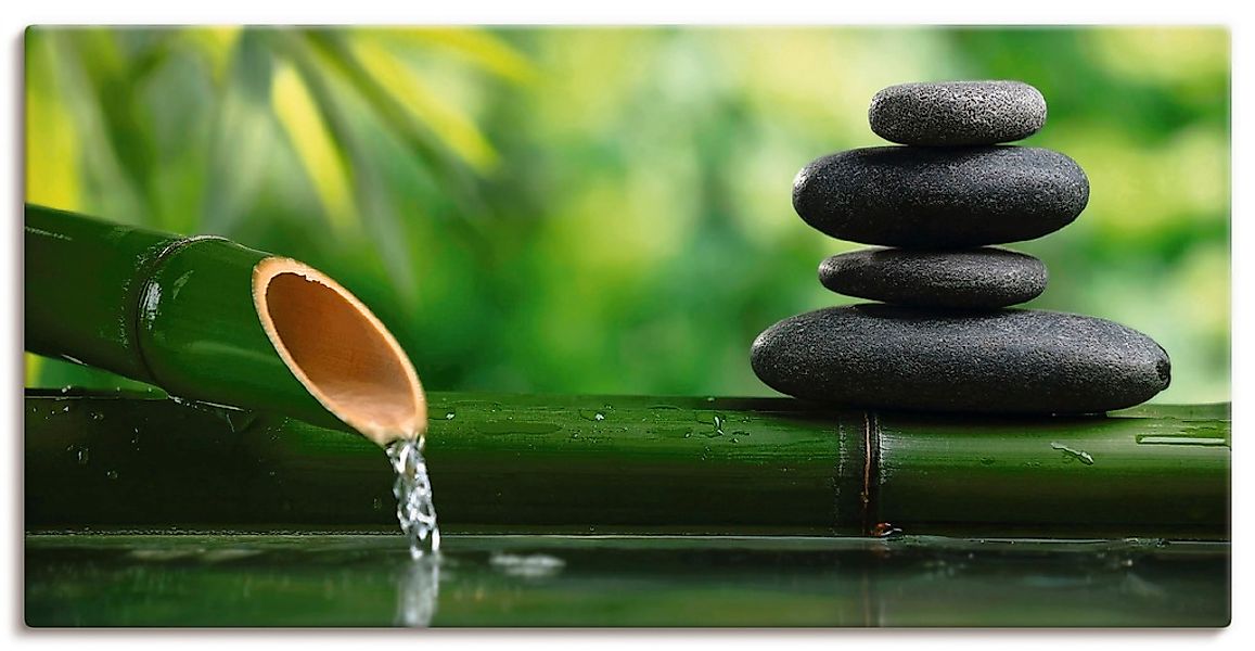Artland Leinwandbild "Bambusbrunnen und Zen-Stein" Zen 1 Stk. tlg. auf Holz günstig online kaufen