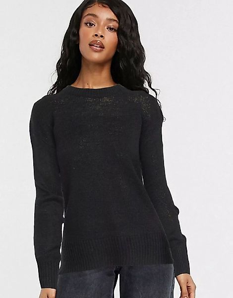 New Look – Schwarzer Pullover mit Rundhalsausschnitt günstig online kaufen