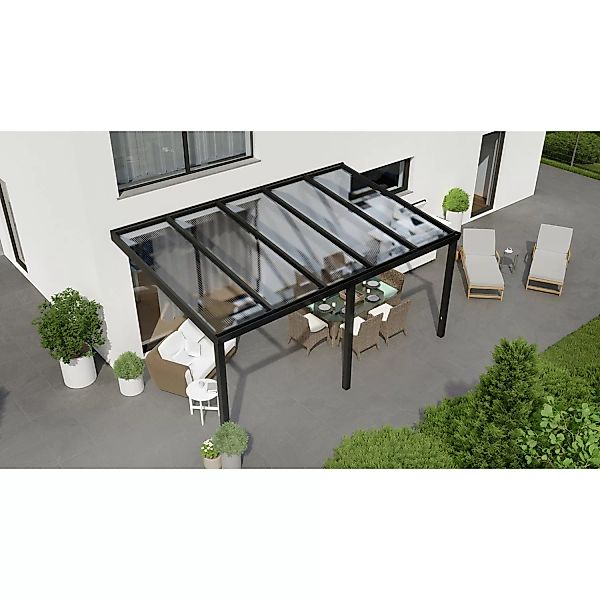 Terrassenüberdachung Professional 500 cm x 350 cm Schwarz Struktur PC Klar günstig online kaufen