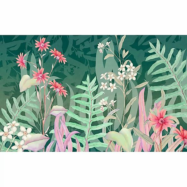 Komar Vliestapete The Flower Duet 400 cm x 250 cm Grün günstig online kaufen