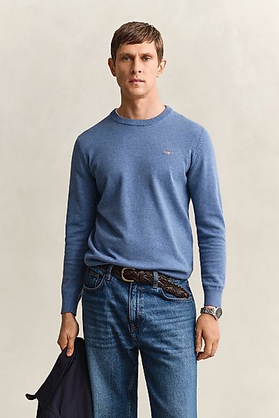 Gant Rundhalspullover "CLASSIC COTTON C-NECK" Premium Strickpullver aus wei günstig online kaufen