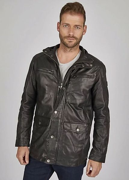 bugatti Lederjacke BUDAVID (1-St) mit Pattentaschen und Abdeckleiste günstig online kaufen