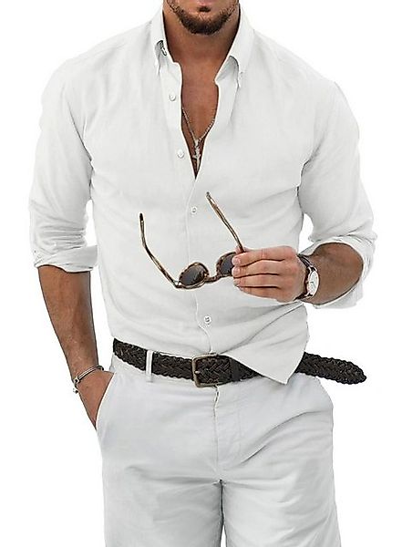 JMIERR Leinenhemd Herren Langarm Hemden Shirts Casual Freizeithemd Regular günstig online kaufen