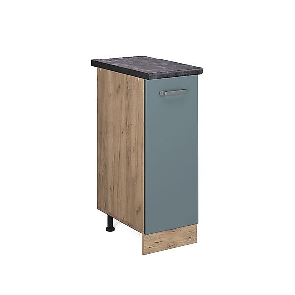 Vicco Apothekerschrank R-Line Blau-Grau/Goldkraft Eiche 30 cm AP Eiche günstig online kaufen