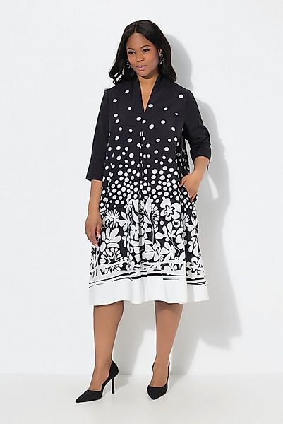 Ulla Popken Midikleid Midikleid Lyocell A-Linie Kelchkragen 3/4-Arm günstig online kaufen