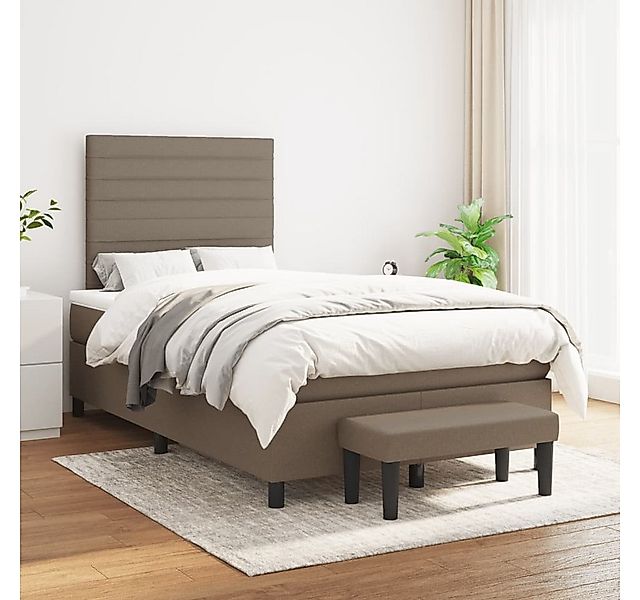 vidaXL Boxspringbett, Boxspringbett mit Matratze Taupe 120x200 cm Stoff günstig online kaufen