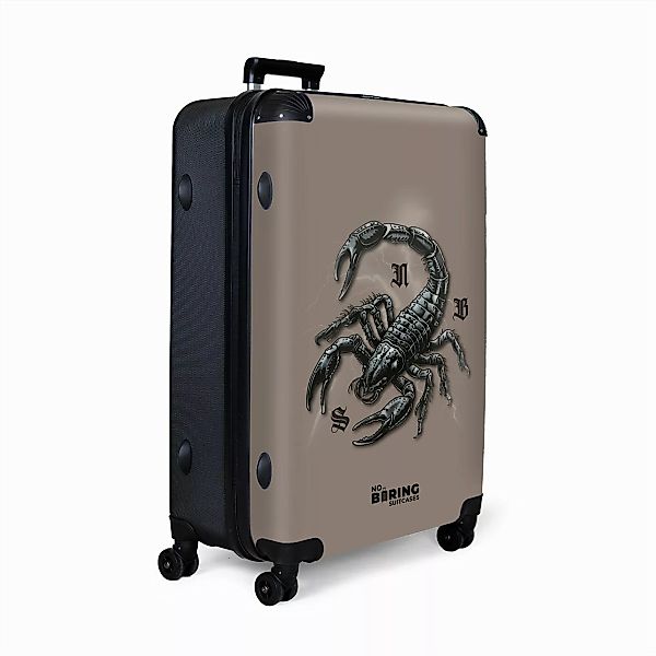 NoBoringSuitcases.com© Hartschalen-Trolley Braun mit schwarzem Skorpion günstig online kaufen