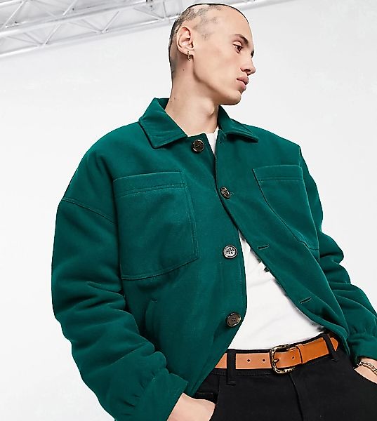Reclaimed Vintage Inspired – Hemdjacke in Grün-Grau günstig online kaufen