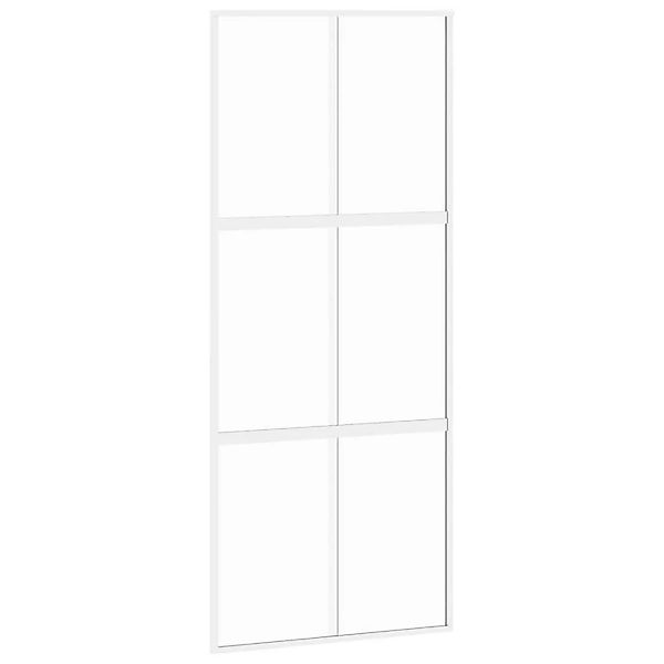 vidaXL Schiebetür Weiß 90x205 cm Hartglas und Aluminium 155217 günstig online kaufen