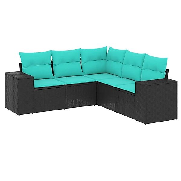 vidaXL 5-Tlg Gartensofa-Set mit Kissen Schwarz Polyrattan 3222546 günstig online kaufen