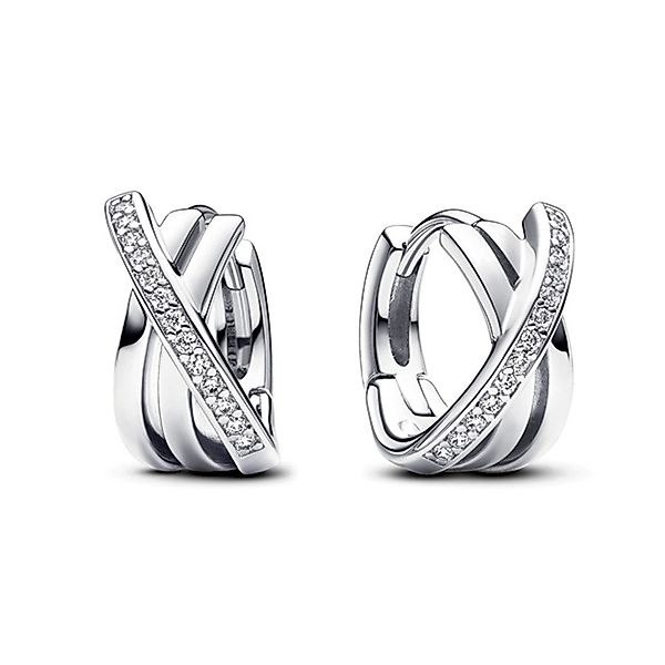 Pandora Paar Creolen Damen-Übertes Pavé Silber günstig online kaufen