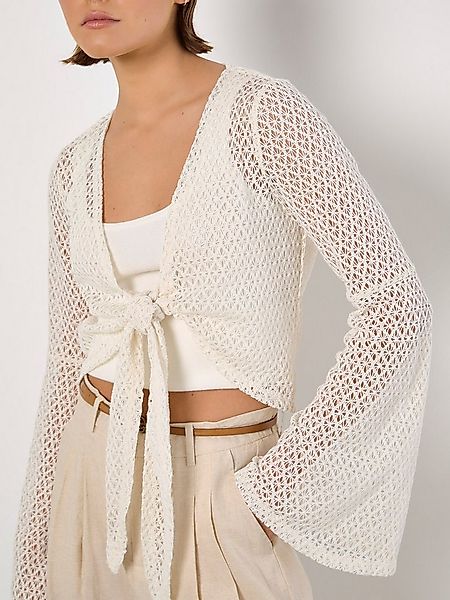 Apricot Cardigan Gehäkelte Diamant-Krawatten-Strickjacke zum Knoten günstig online kaufen