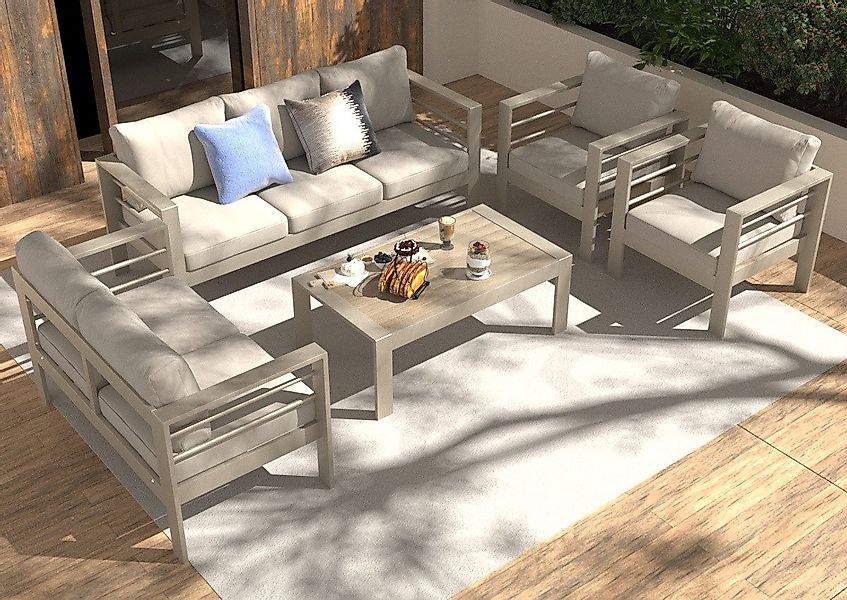 MeXo Gartenlounge-Set Terrassenmöbel Set 6-7 Personen günstig online kaufen