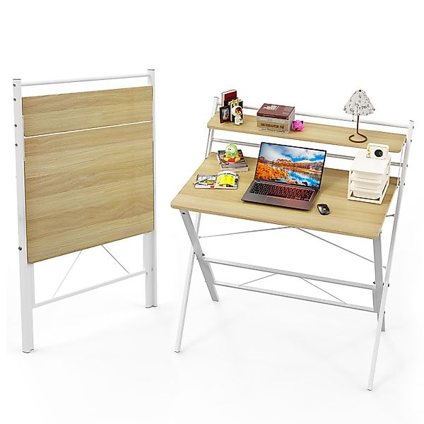 JEOBEST Computertisch Klappbarer Schreibtisch mit Regal, günstig online kaufen