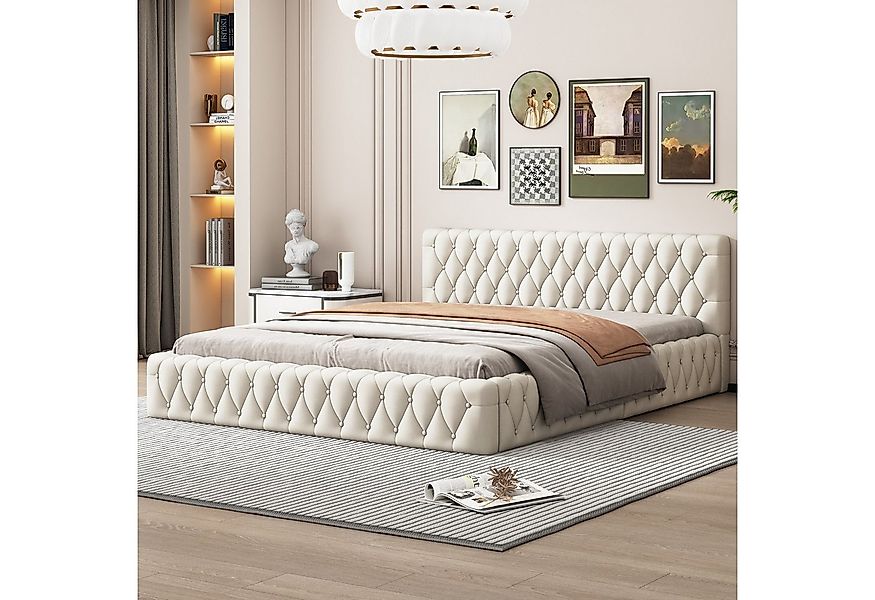 Merax Polsterbett (1-tlg), Doppelbett 140x200cm mit Rückenlehne, Samt günstig online kaufen