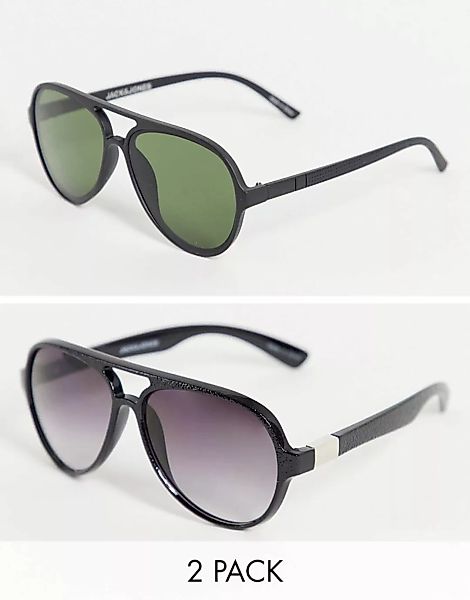 Jack & Jones – Sonnenbrillen in Schwarz im 2er-Pack günstig online kaufen