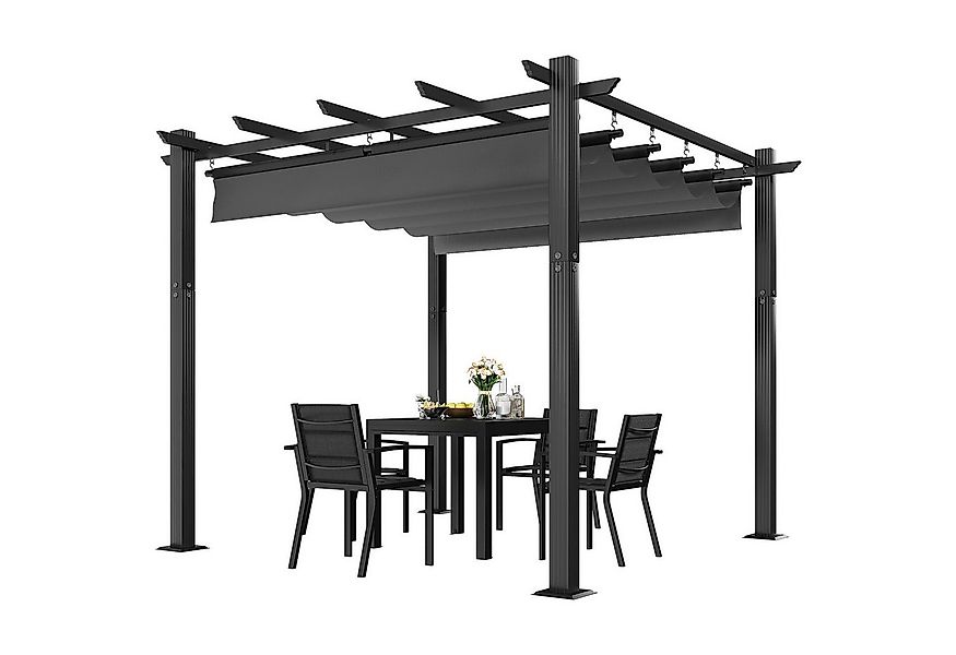 GUNJI Pergola 3x3/3x4m Gartenpavillon, Pergola UV-geschütztes Aluminiumgest günstig online kaufen