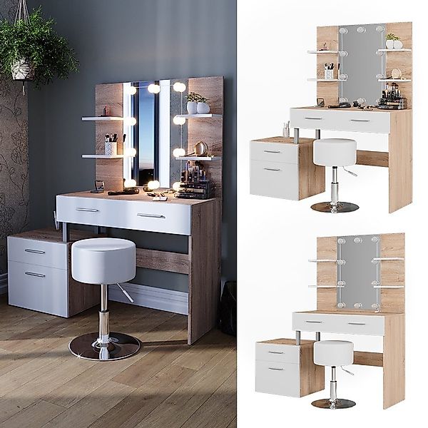 Vicco Schminktisch Maria, Weiß/Sonoma, 132 cm günstig online kaufen