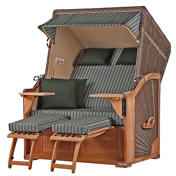 bene,iving Strandkorb Komplettset Schaalsee Teak PE grau Modell 504 günstig online kaufen
