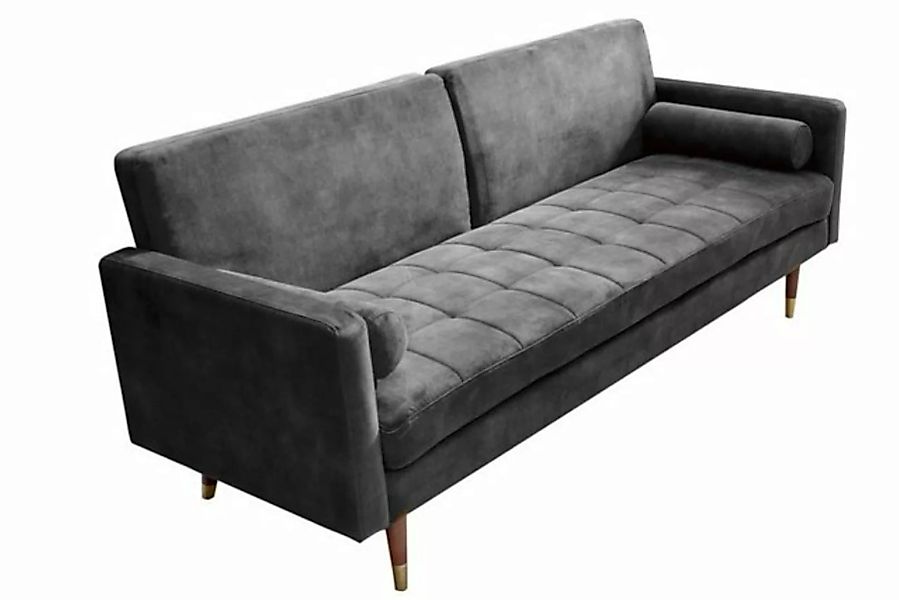 LebensWohnArt Sofa Elegantes Schlafsofa DIVANO 196cm grau Mikrovelours 3-Si günstig online kaufen