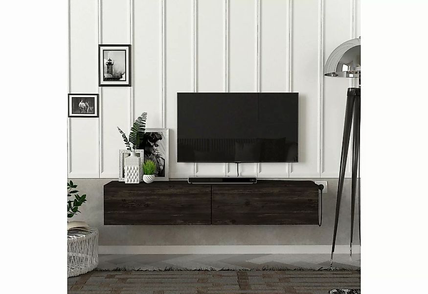 en.casa TV-Schrank »Toivakka« Fernsehschrank 135x31x25cm Eiche-Optik schwar günstig online kaufen