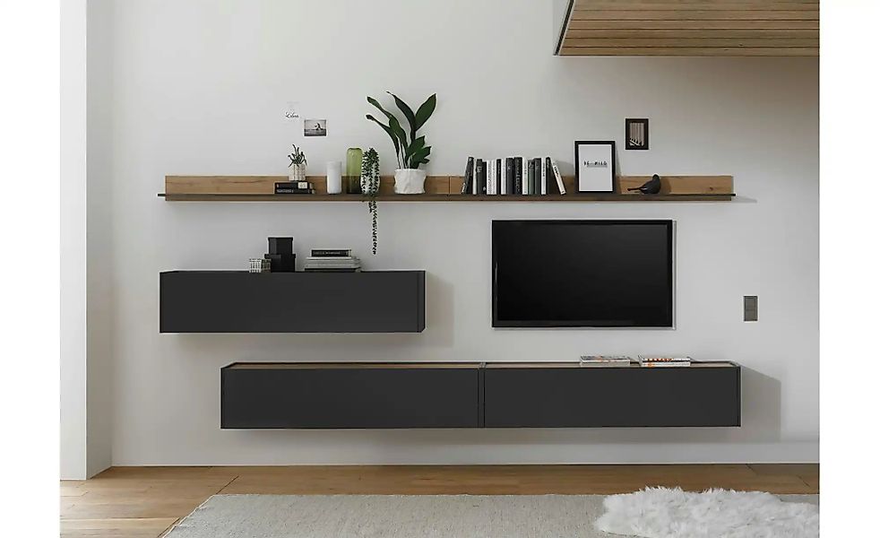 Wohnwand   ¦ grau ¦ Maße (cm): B: 340 H: 30 Kommoden & Sideboards > Wohnwän günstig online kaufen