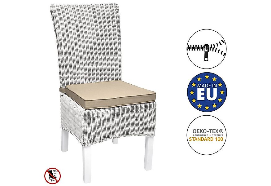 Beautissu Stuhlkissen 6er Set Loft SK Stuhlkissen Natur, 45x40x5cm, Stuhlpo günstig online kaufen